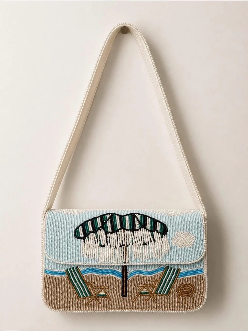 Beaded Beach Umbrella Shoulder Bag